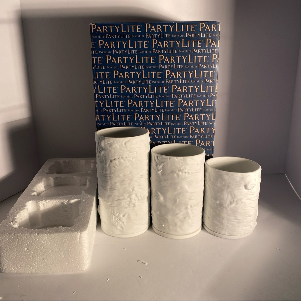 Partylite Candle Holder Faux White Birch Tealight Holder Trio P93093